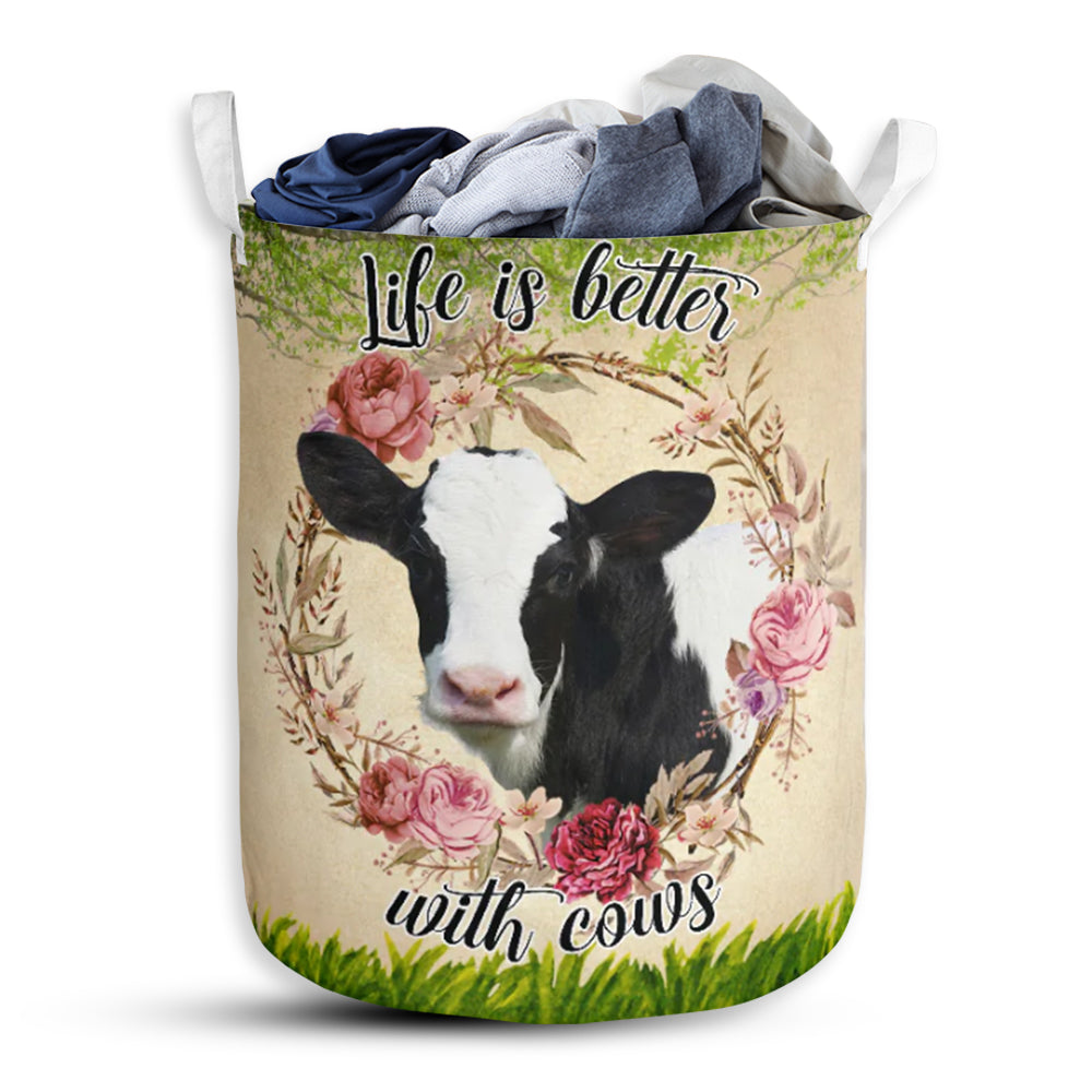 Cow Life Is Better With Cows - Laundry Basket - Owls Matrix LTD