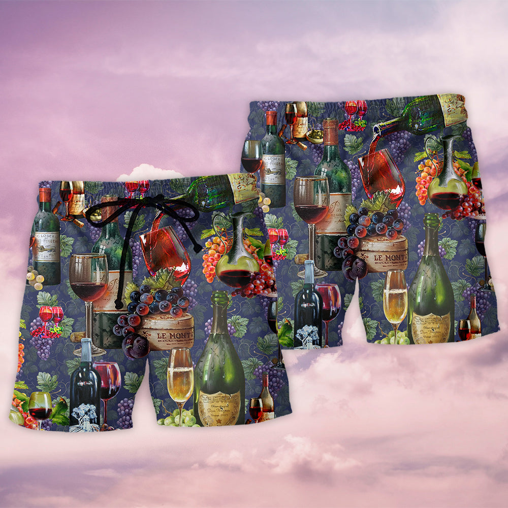 Wine Life Is Better With A Glass Of Wine Amazing Wine Grape - Beach Short - Owls Matrix LTD