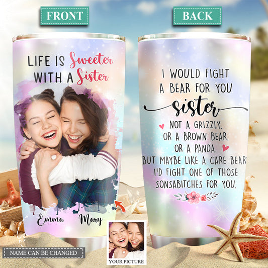 Sister Life Custom Photo 20 Oz Tumbler For Hot Cold Drinks And Travel