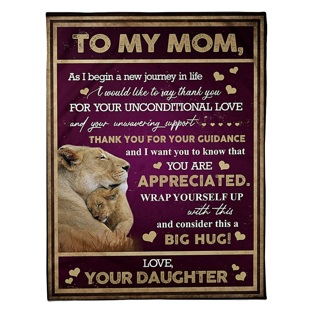 Lion Big Hug From Daughter 50 x 60 Inch Flannel Blanket For Cozy Bedroom And Sofa Decor