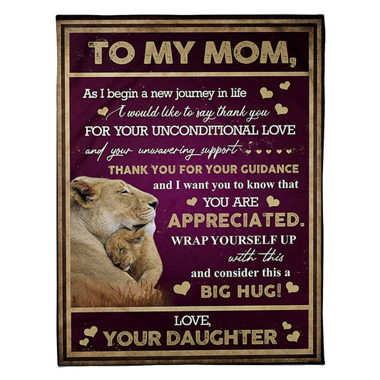 Lion Big Hug From Daughter 50 x 60 Inch Flannel Blanket For Cozy Bedroom And Sofa Decor
