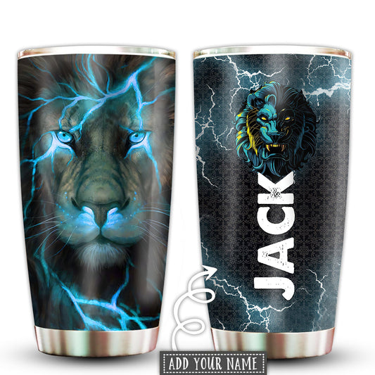 Lion Blue Black Thunder Personalized 20 Oz Tumbler