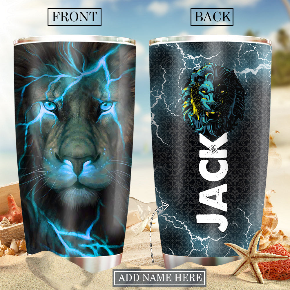 Lion Blue Black Thunder Personalized 20 Oz Tumbler