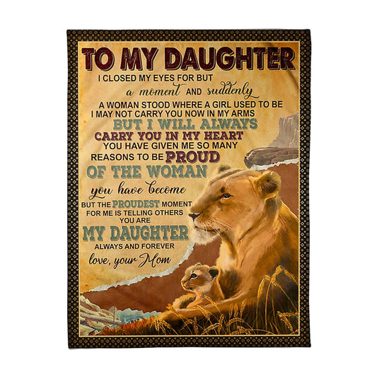Lion Carry You In My Heart Daughter Gift 50 x 60 Inch Flannel Blanket For Cozy Bedroom And Sofa Decor