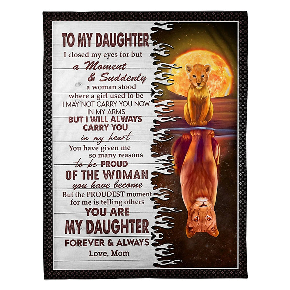 Lion Carry You In My Heart Daughter Gift 50 x 60 Inch Flannel Blanket For Cozy Bedroom And Sofa Decor