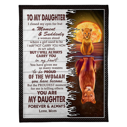 Lion Carry You In My Heart Daughter Gift 50 x 60 Inch Flannel Blanket For Cozy Bedroom And Sofa Decor