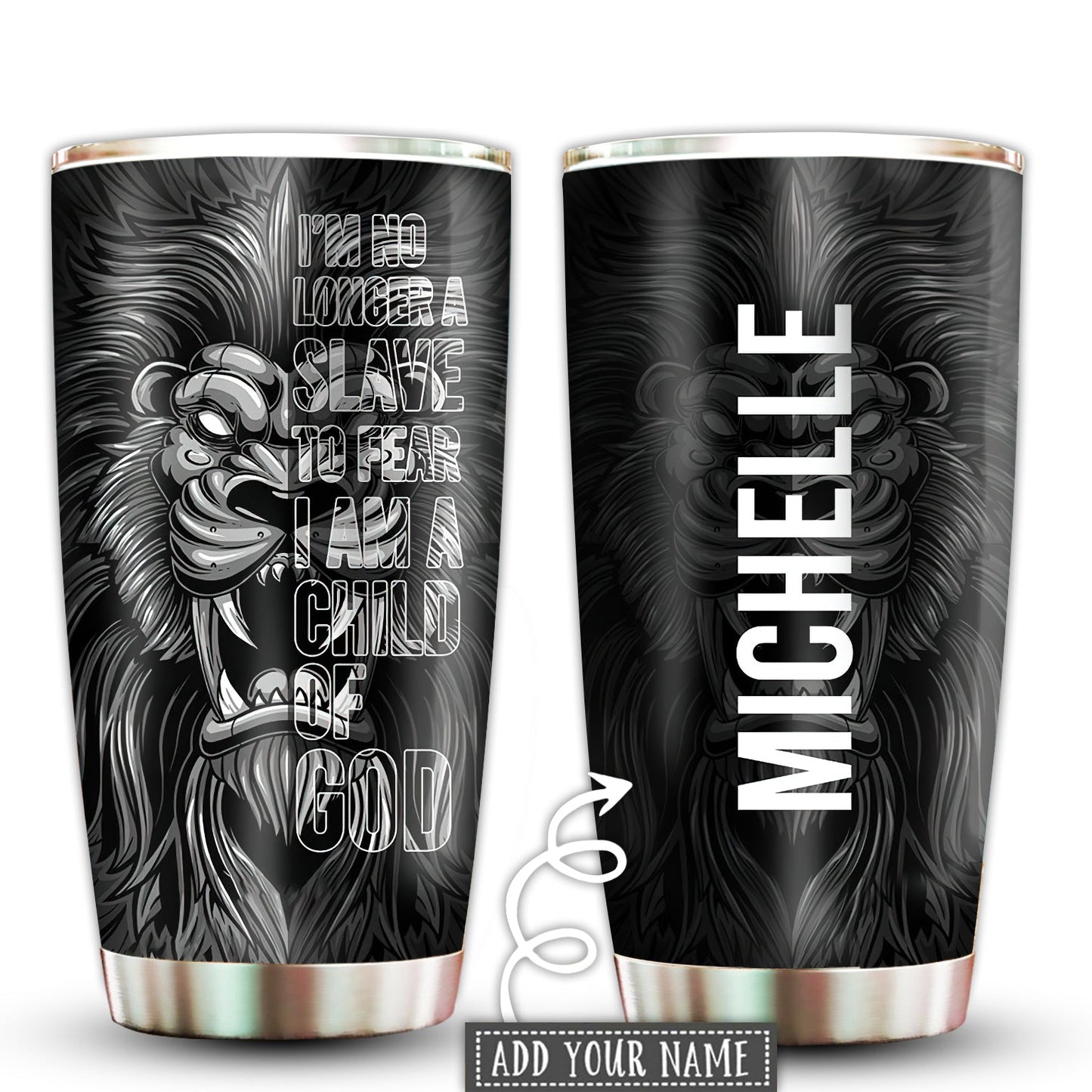 Lion Child Of God Dark Personalized 20 Oz Tumbler