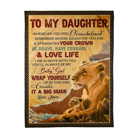 Lion Consider Big Hug Daughter Gift 50 x 60 Inch Flannel Blanket For Cozy Bedroom And Sofa Decor