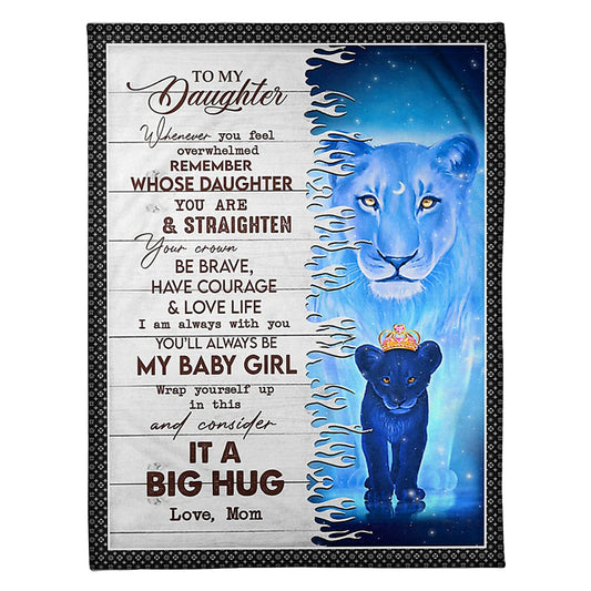 Lion Consider Big Hug Mom To Daughter 50 x 60 Inch Flannel Blanket For Cozy Bedroom And Sofa Decor