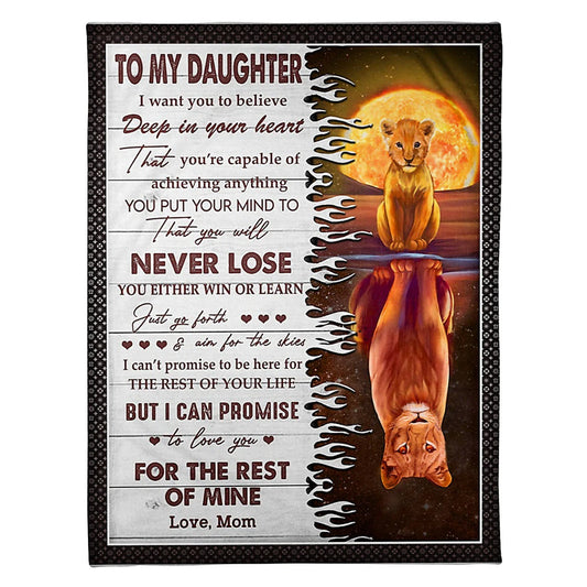 Lion Deep In Your Heart Daughter Gift 50 x 60 Inch Flannel Blanket For Cozy Bedroom And Sofa Decor