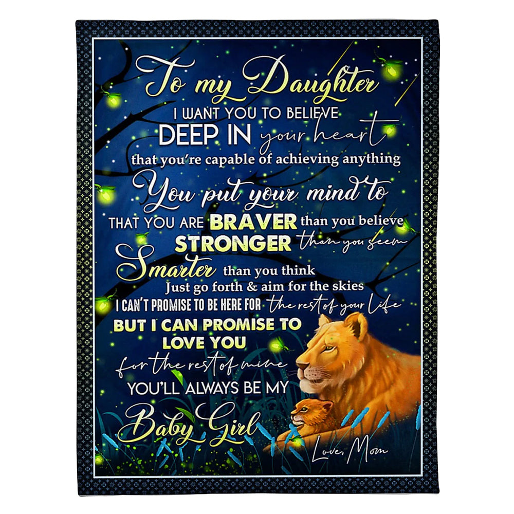 Lion Deep In Your Heart Daughter Gift 50 x 60 Inch Flannel Blanket For Cozy Bedroom And Sofa Decor