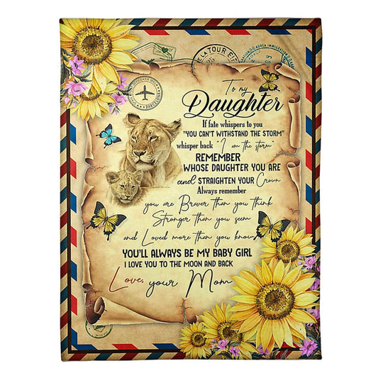 Lion I Love You Daughter Gift 50 x 60 Inch Flannel Blanket For Cozy Bedroom And Sofa Decor