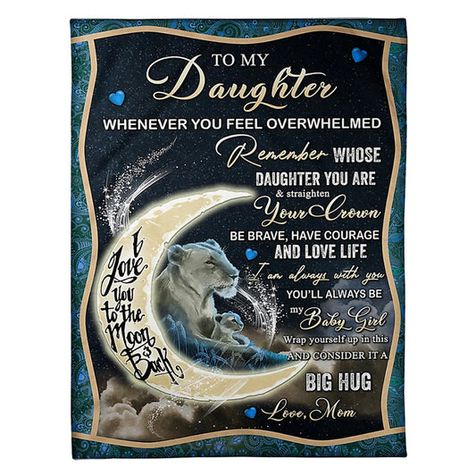 Lion I Love You Daughter Gift 50 x 60 Inch Flannel Blanket For Cozy Bedroom And Sofa Decor