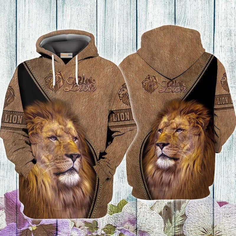 Lion Leather Style Art – 3D Hoodie