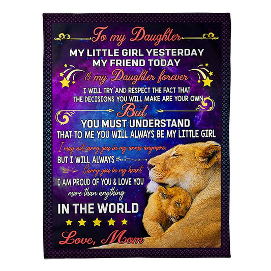 Lion My Heart Daughter Gift 50 x 60 Inch Flannel Blanket For Cozy Bedroom And Sofa Decor