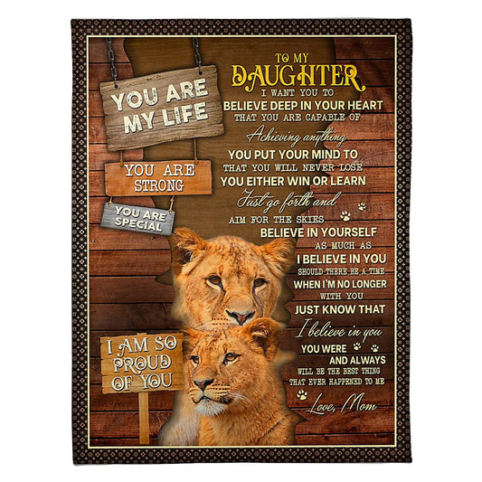 Lion You Are My Life Daughter Gift 50 x 60 Inch Flannel Blanket For Cozy Bedroom And Sofa Decor