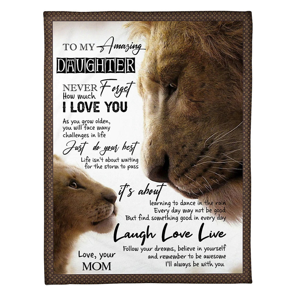 Lion Beloved Mother Message 50 x 60 Inch Flannel Blanket For Cozy Bedroom And Sofa Decor