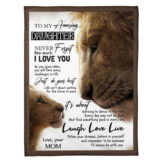 Lion Beloved Mother Message 50 x 60 Inch Flannel Blanket For Cozy Bedroom And Sofa Decor