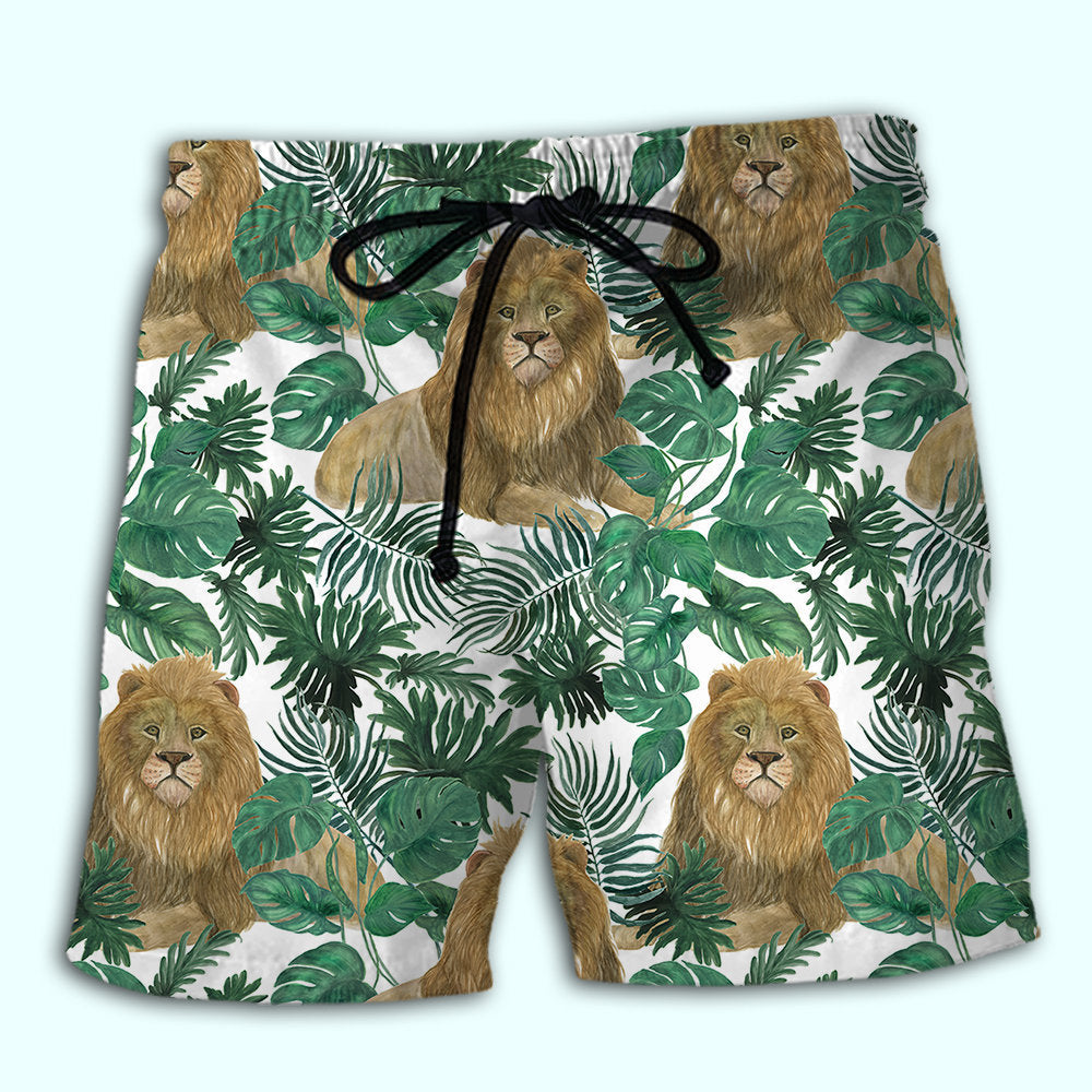 Lion Tropical Leaf Wildlife Style - Beach Short