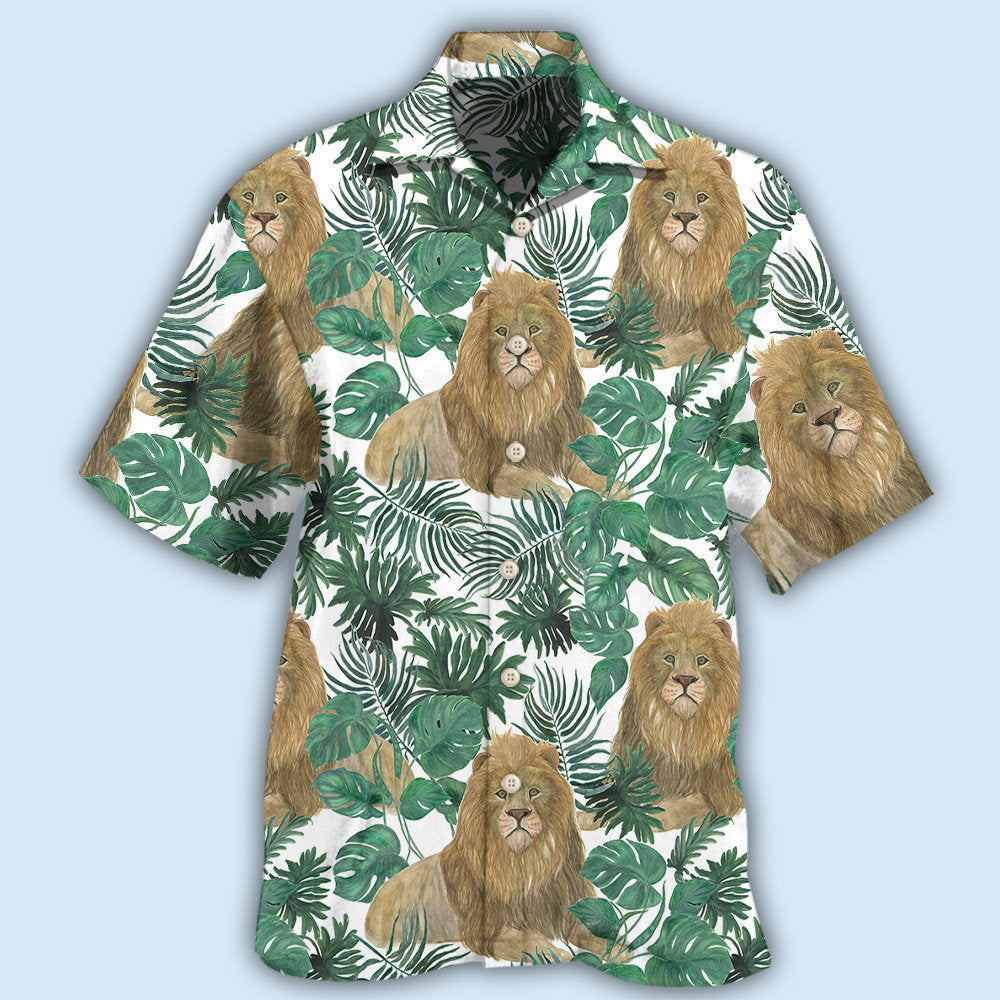 Lion Tropical Leaf Majestic Design – Hawaiian Shirt