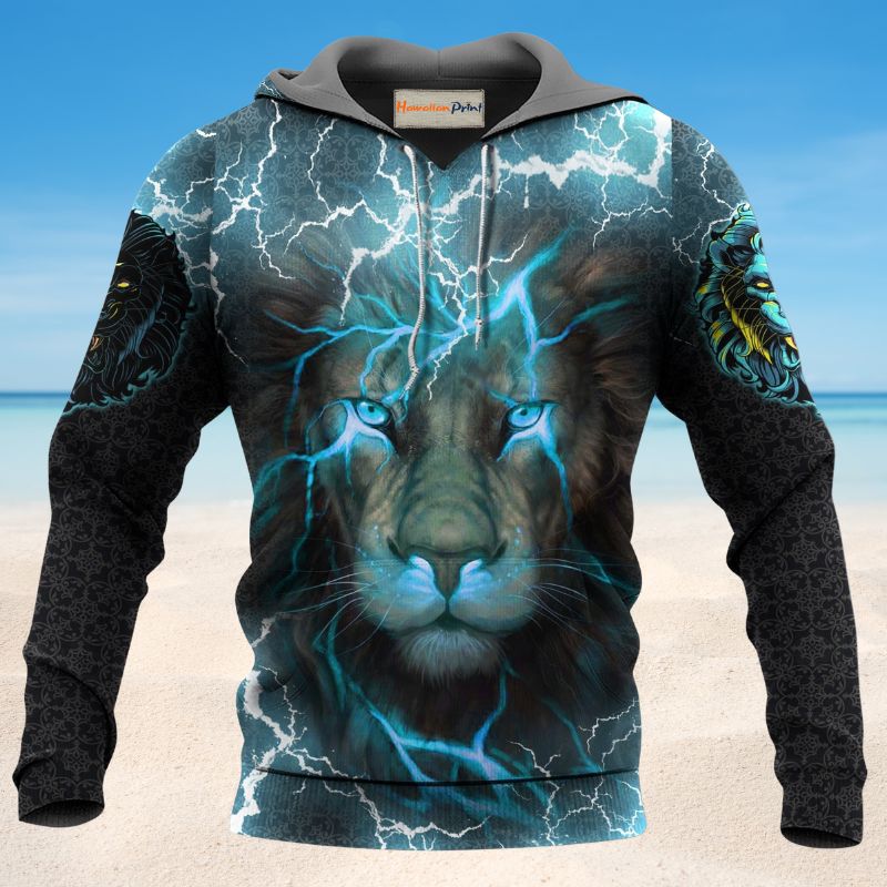 Lion Blue Light Power Style - 3D Hoodie
