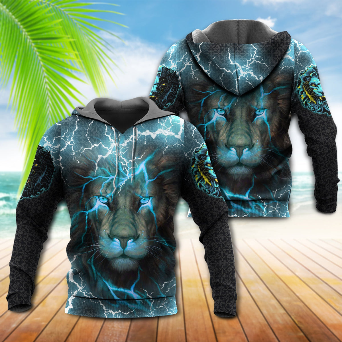 Lion Blue Light Power Style - 3D Hoodie