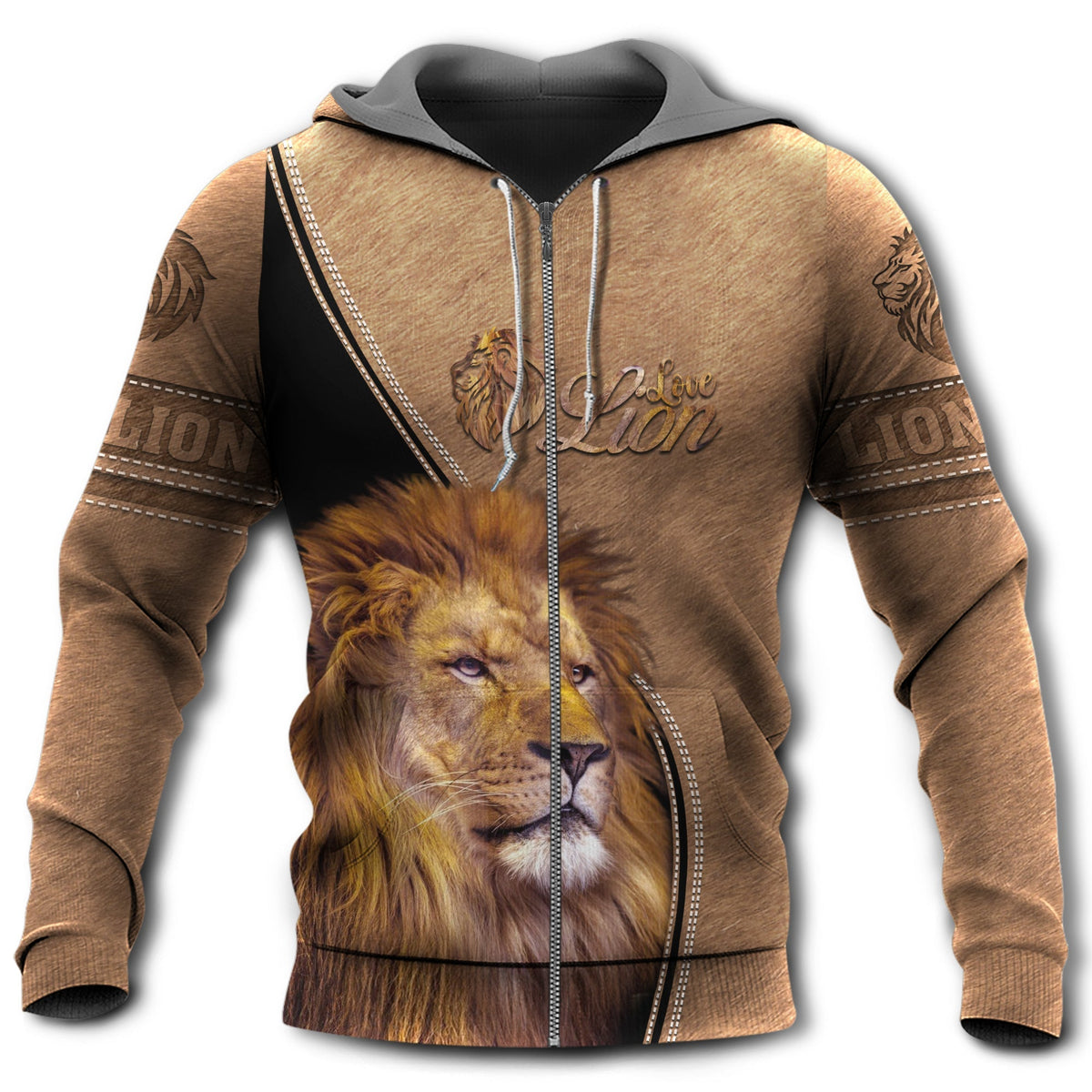 Lion Leather Strong Art Style - 3D Hoodie