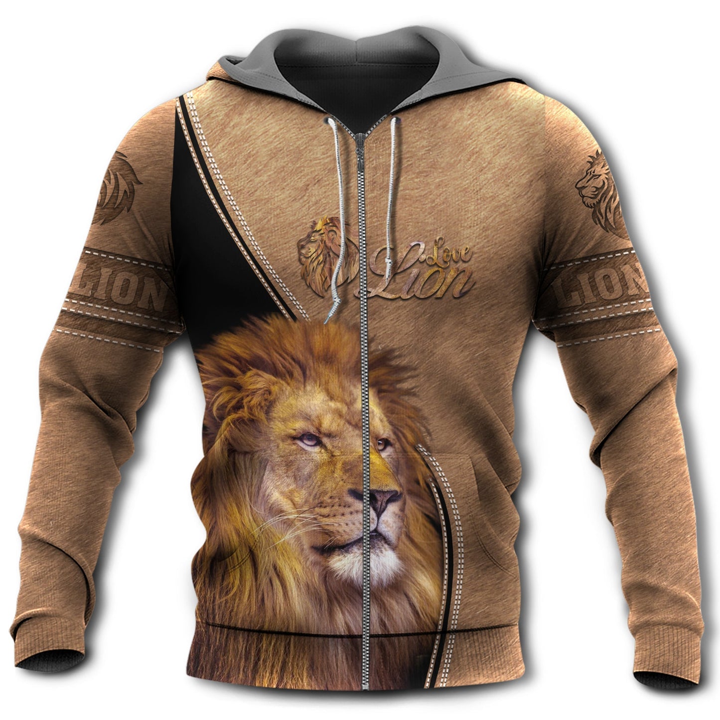 Lion Leather Strong Art Style - 3D Hoodie