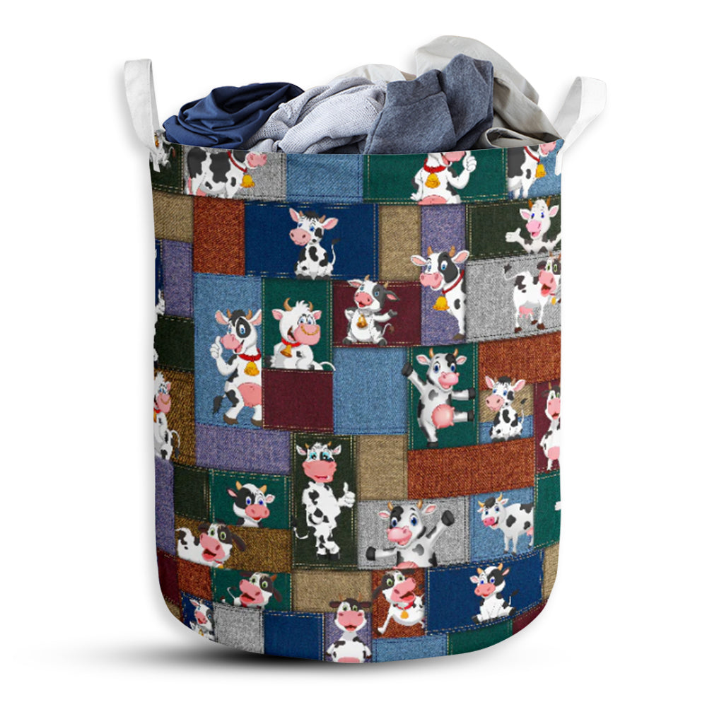 S: 17.72”x13.78” (45x35 cm) Cow Little Happy - Laundry Basket - Owls Matrix LTD