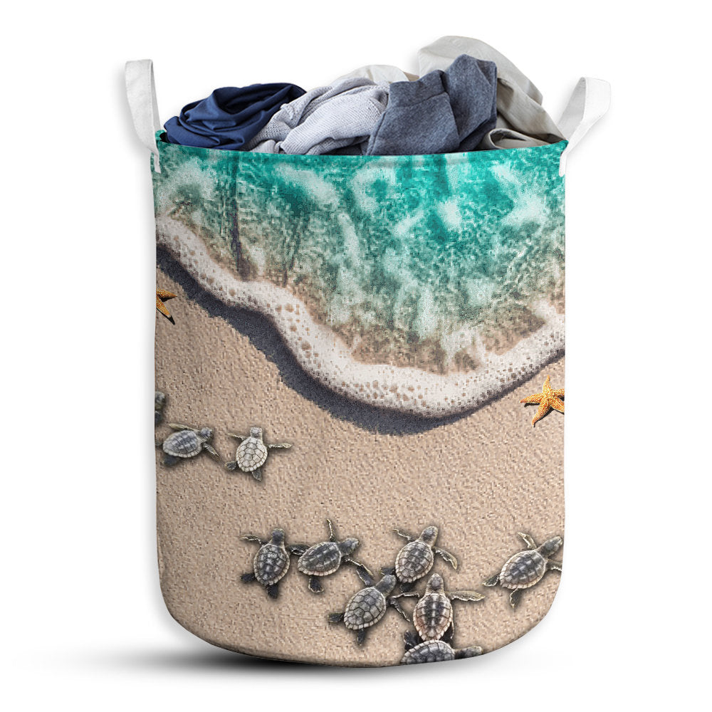 S: 17.72”x13.78” (45x35 cm) Turtle Little Turtle Sea Basic Style – Laundry Basket - Owls Matrix LTD