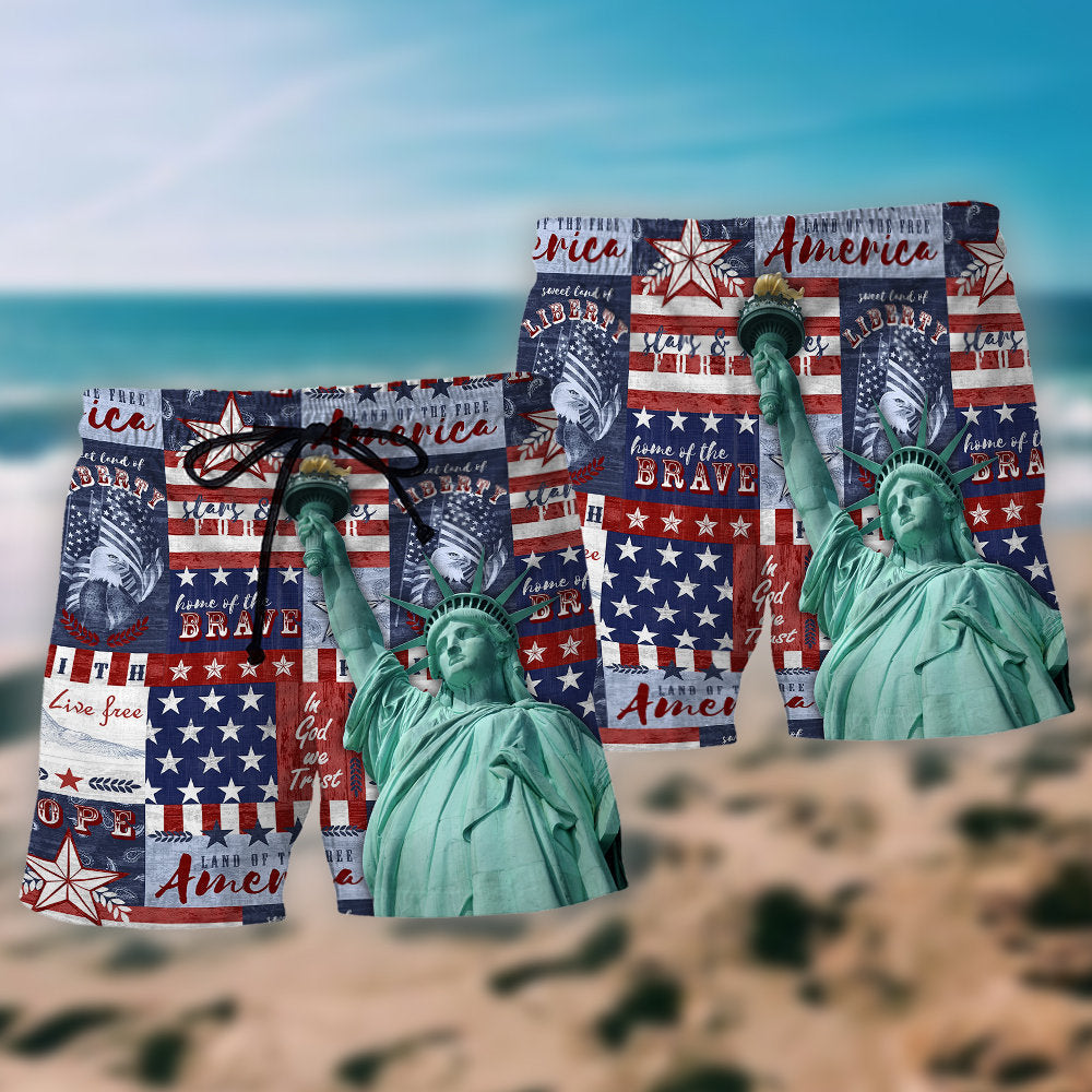 Live Free American Spirit Art – Beach Short