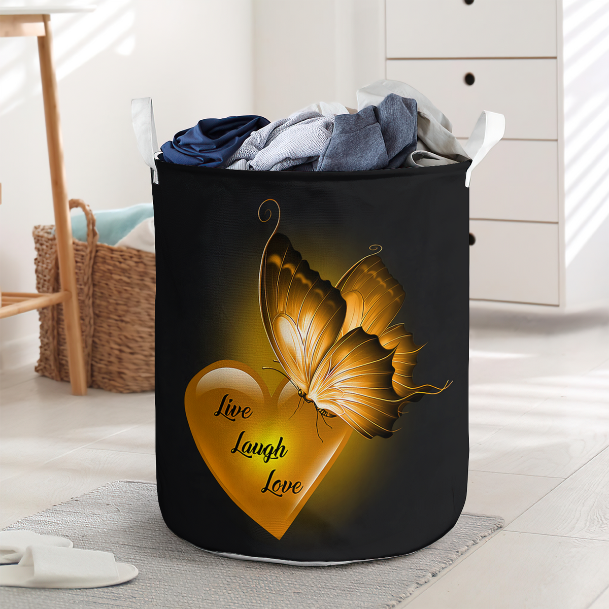 Live laugh love butterfly basic style - Laundry basket - LAUB10NGC240222 - Owls Matrix LTD