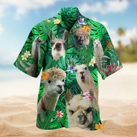 Llama Cute Love Green Limited Edition – Hawaiian Shirt