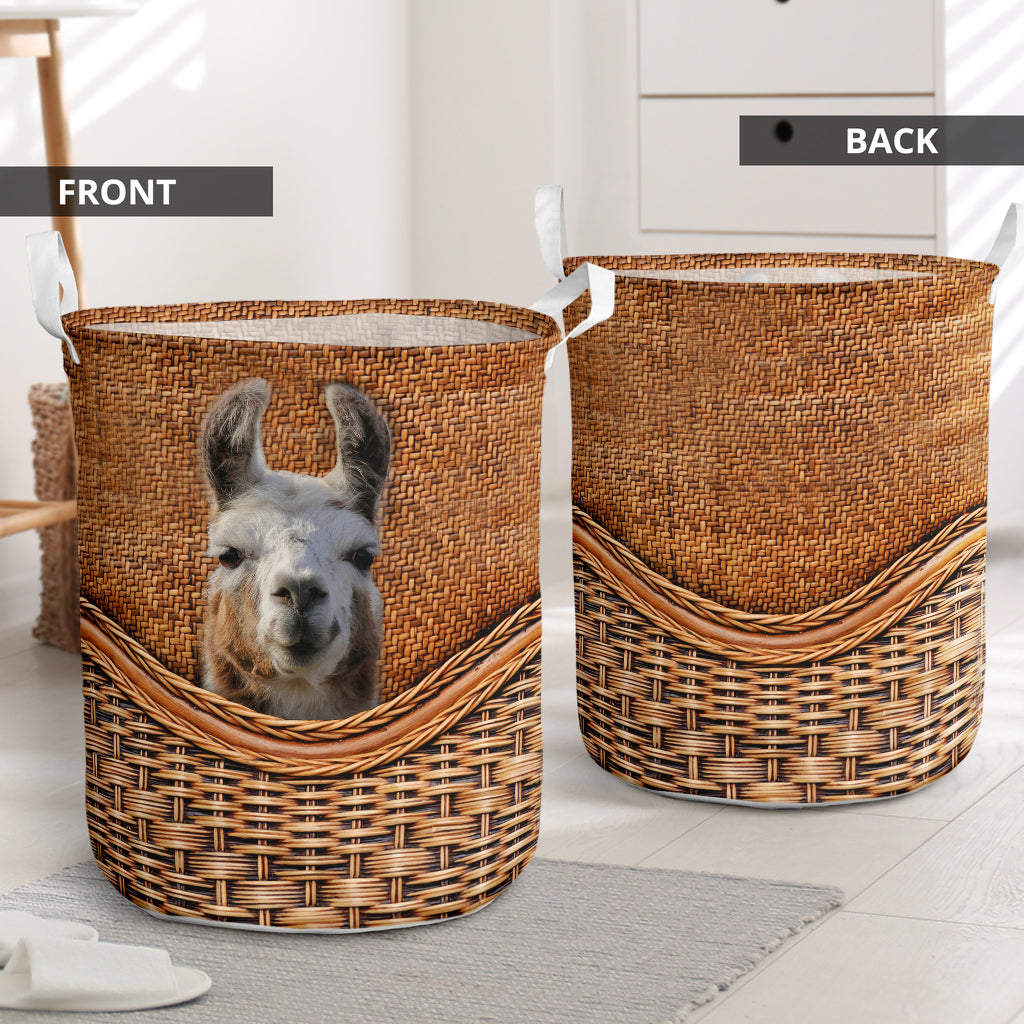 Llama Rattan Teaxture Cute - Laundry Basket - Owls Matrix LTD