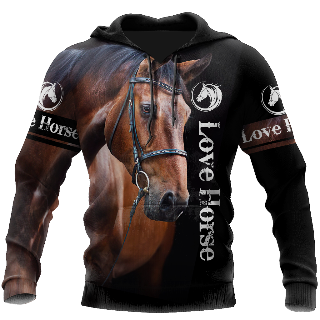 Strong Brown Horse Love Art – 3D Hoodie