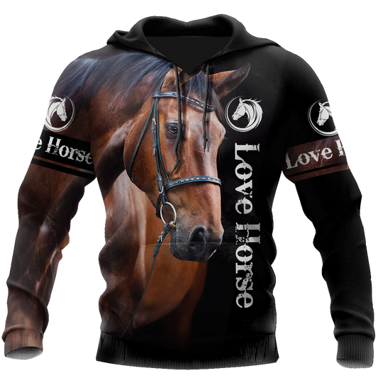 Strong Brown Horse Love Art – 3D Hoodie