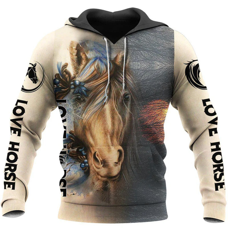 Love Horse All Over Print Art – 3D Hoodie