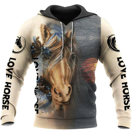 Love Horse All Over Print Art – 3D Hoodie