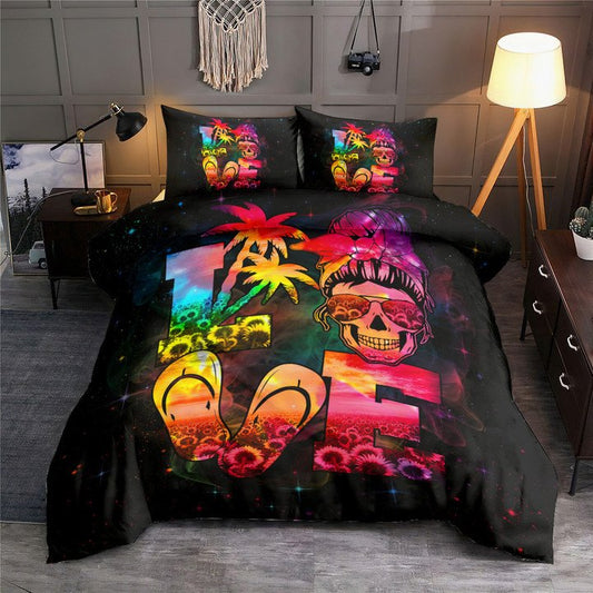 Summer Beach Skull Bedding Cover For Gothic Bedroom Decor