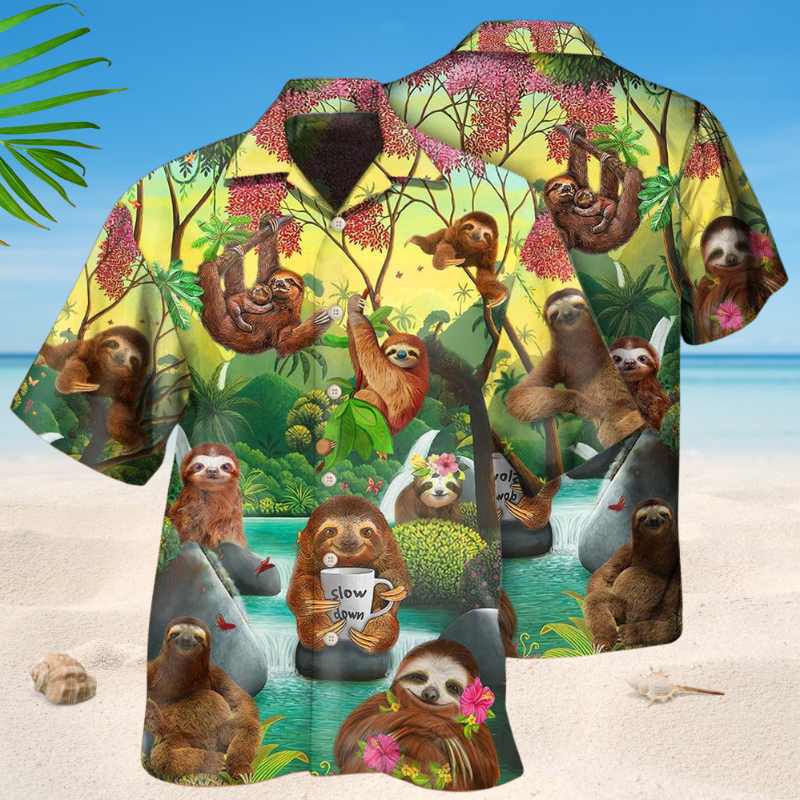 Lovely Sloth Fresh Forest Style – Hawaiian Shirt