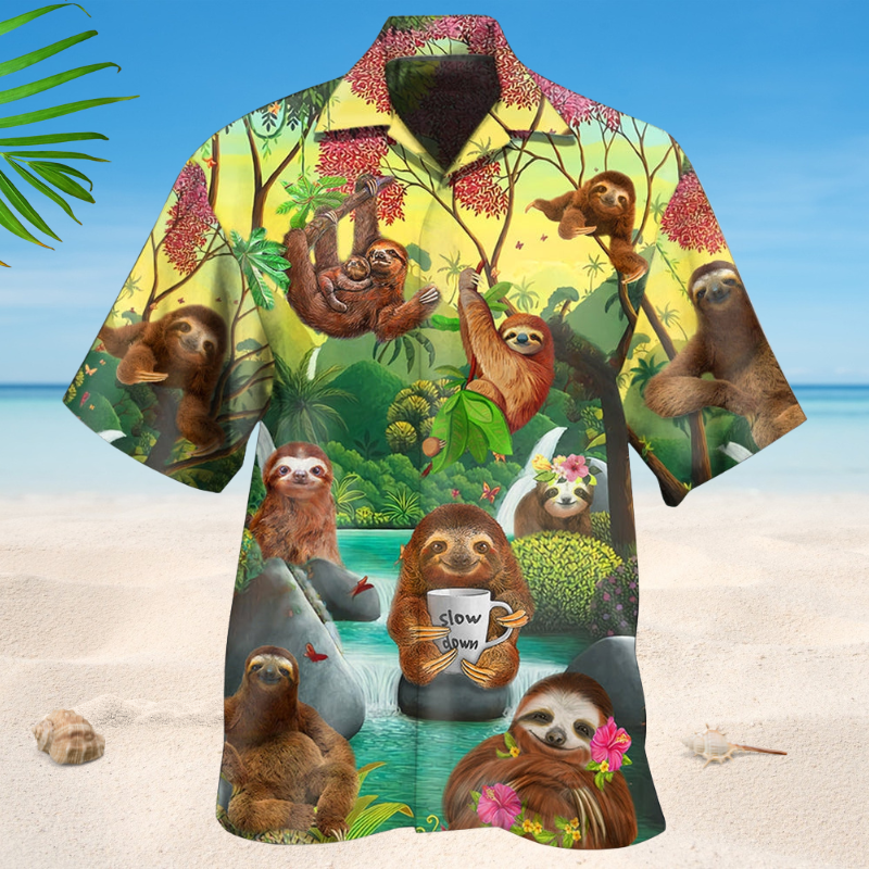 Lovely Sloth Fresh Forest Style – Hawaiian Shirt