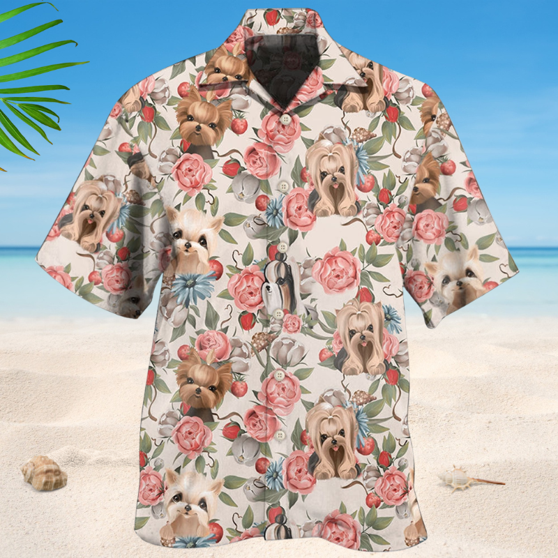 Lovely Yorkshire Terrier Rose Style – Hawaiian Shirt