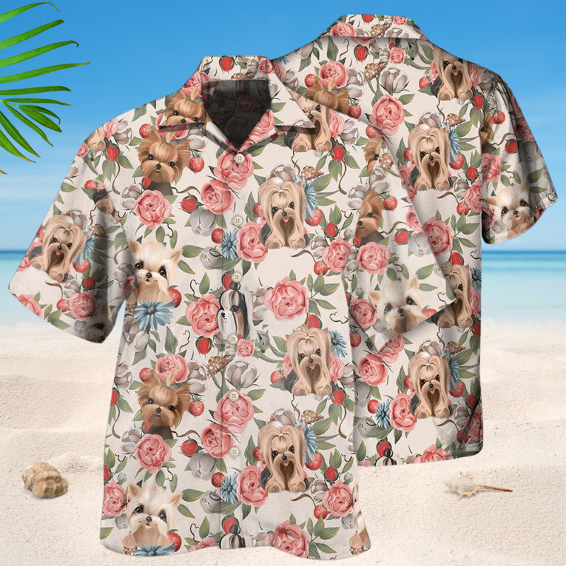 Lovely Yorkshire Terrier Rose Style – Hawaiian Shirt