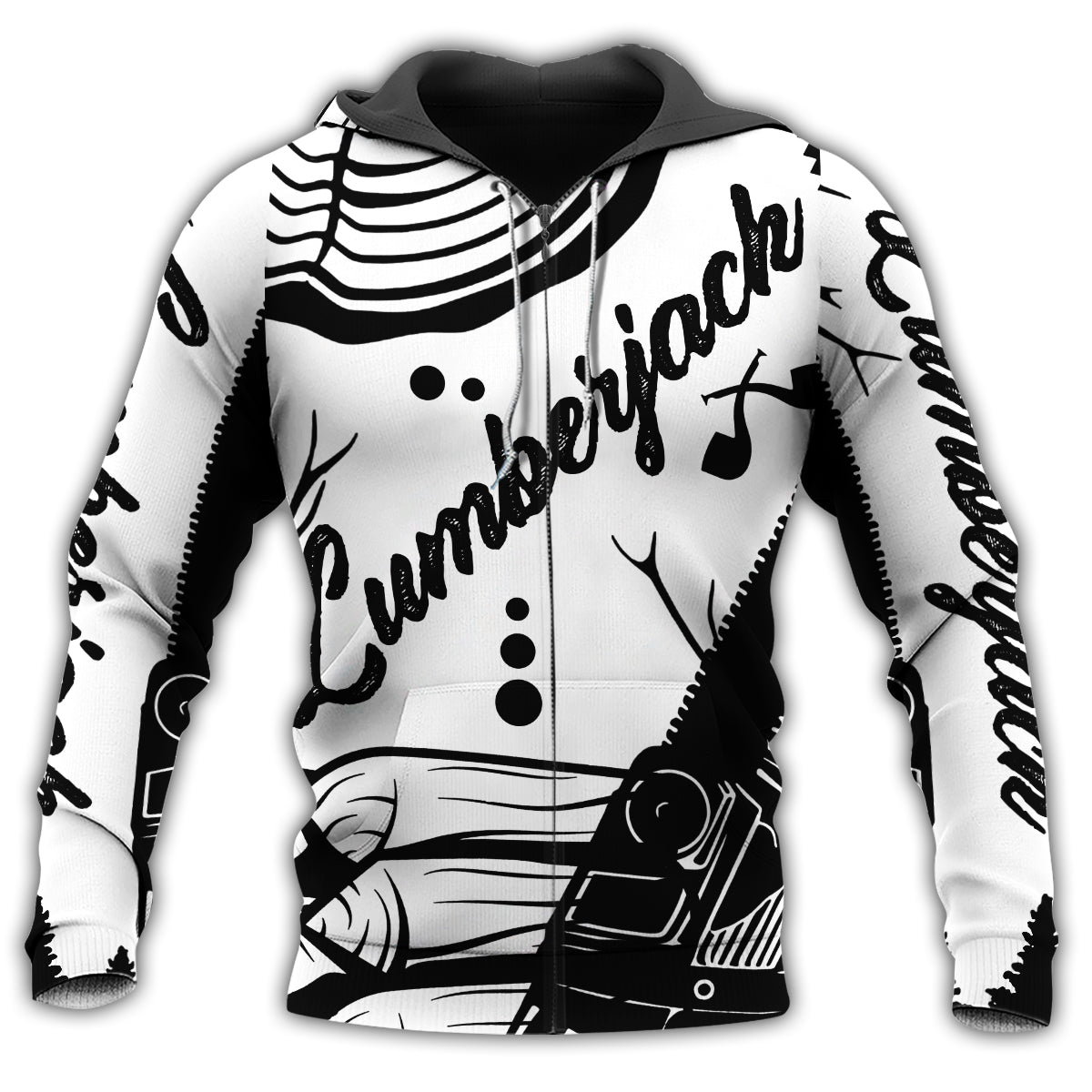 Lumberjack Black And White Art – 3D Hoodie2