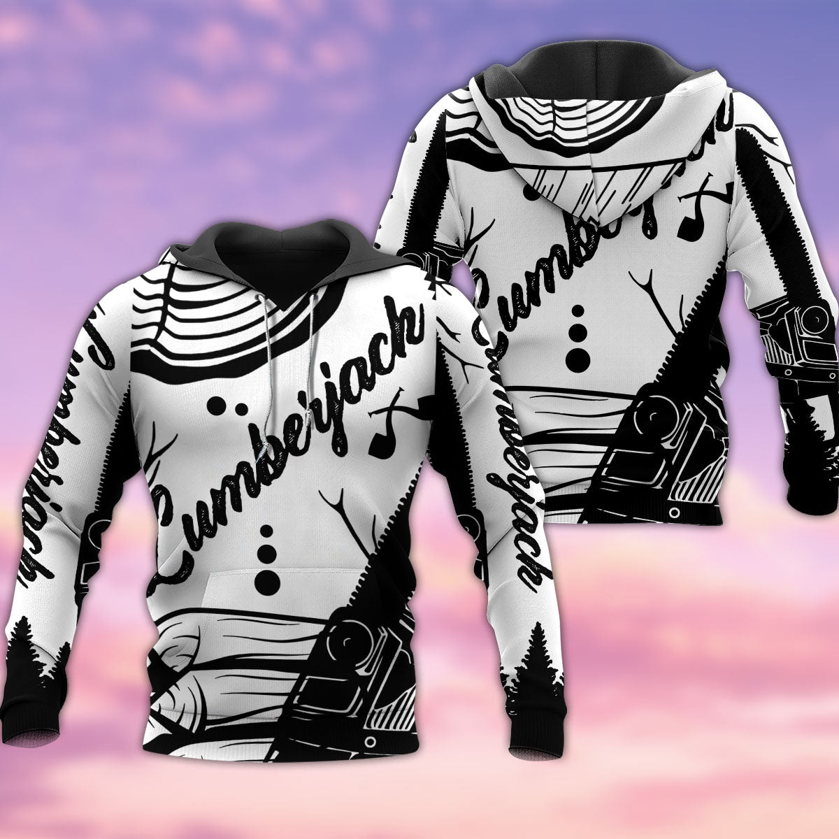 Lumberjack Black And White Art – 3D Hoodie3