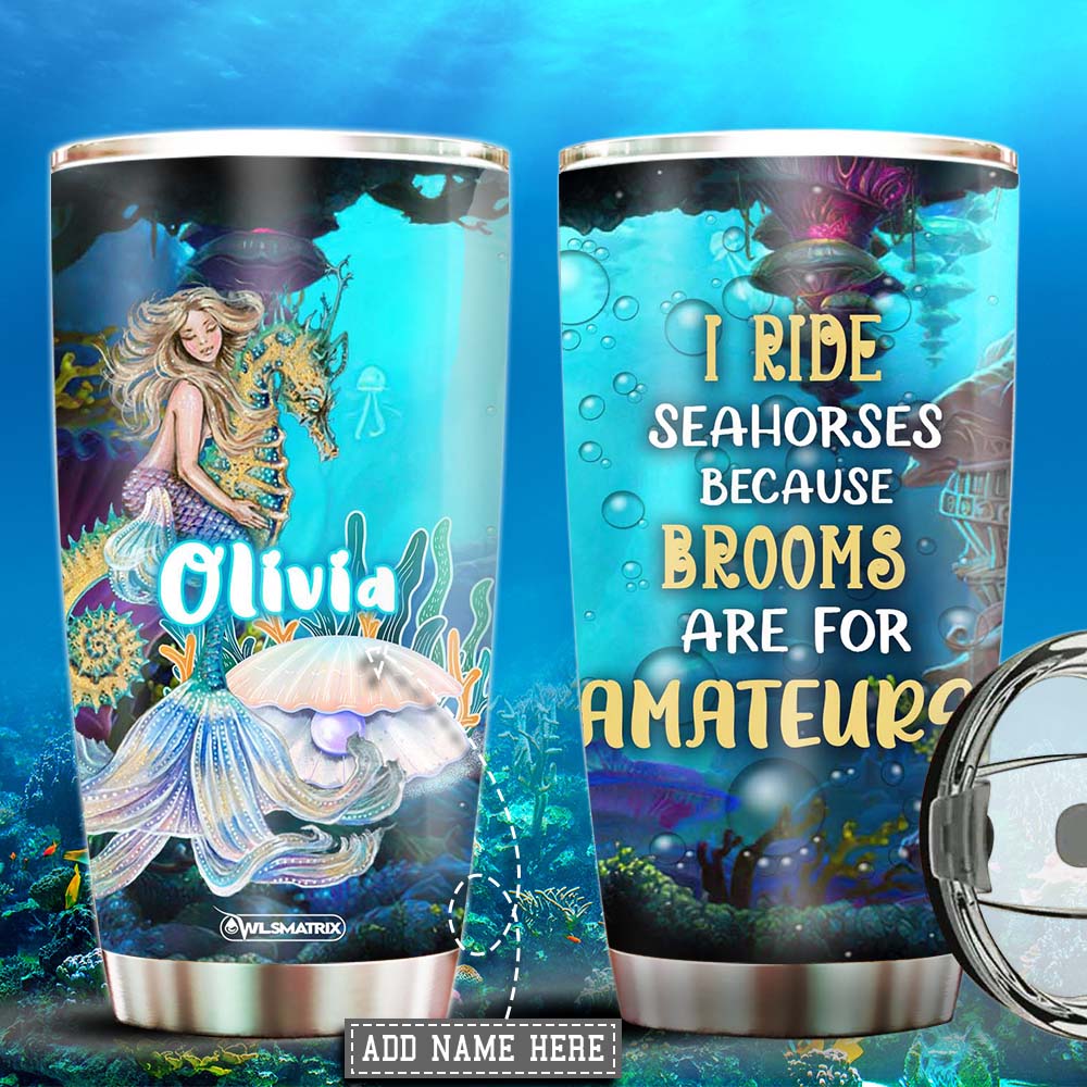 Mermaid Ride Seahorses Personalized 20 Oz Tumbler