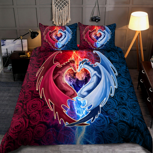 Dragon Heart Rose Bedding Cover For Fantasy Bedroom Decor