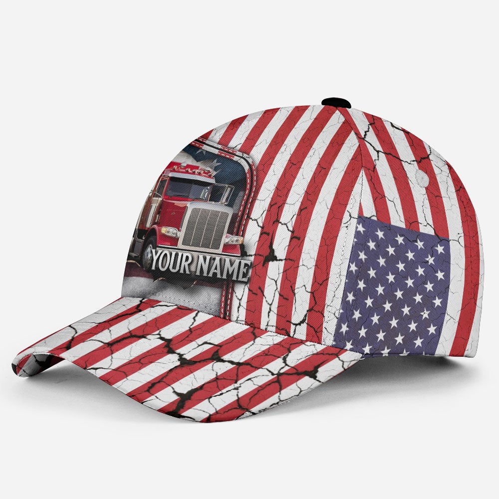 Custom Trucker American Flag Personalized Name – Classic Cap