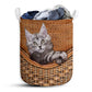Maine Coon Cat Rattan Teaxture Basic Style - Laundry Basket - Owls Matrix LTD