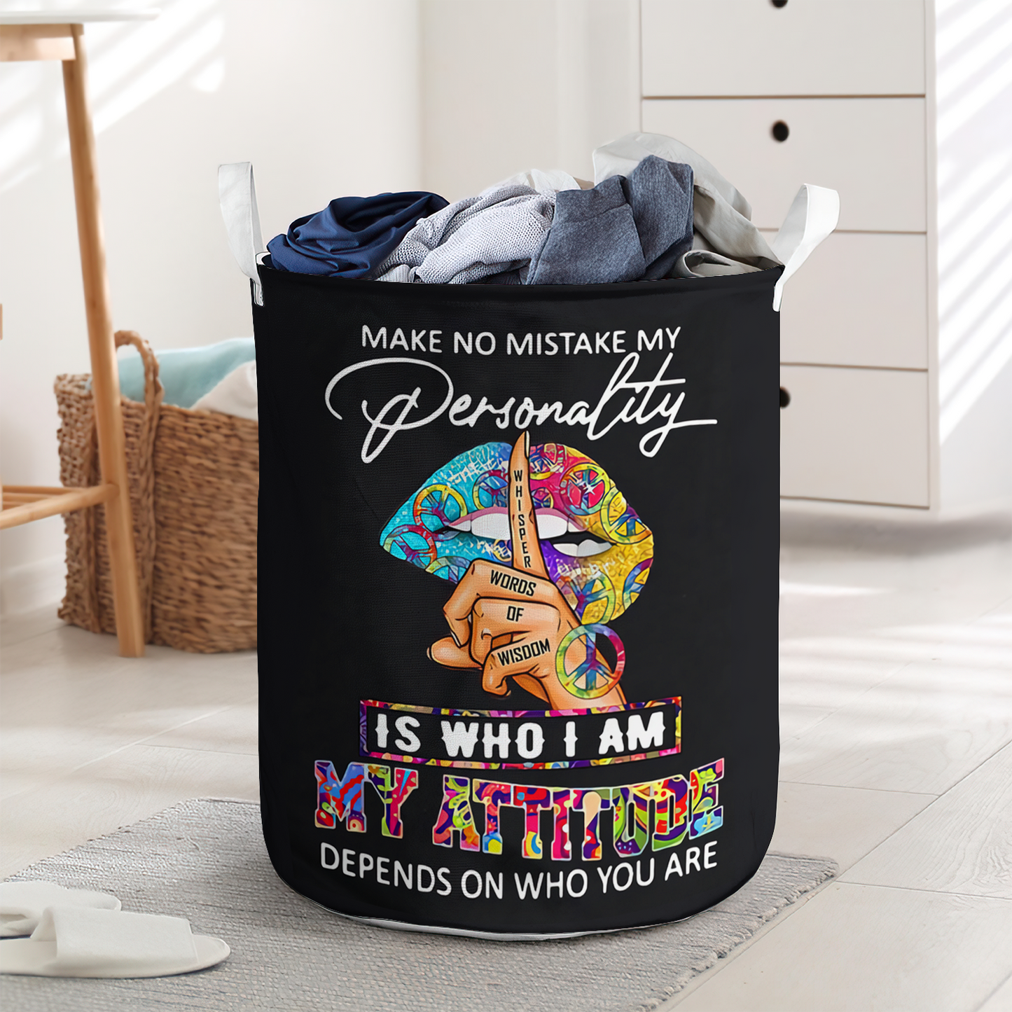 Make no mistake lip hippie - Laundry basket - LAUB08NGC020322-Owls Matrix